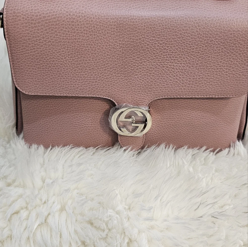GUCCI  DOLLAR CALFSKIN INTERLOCKING G  TOTE_BEIGE_MEDIUM_ - Picture 14 of 17